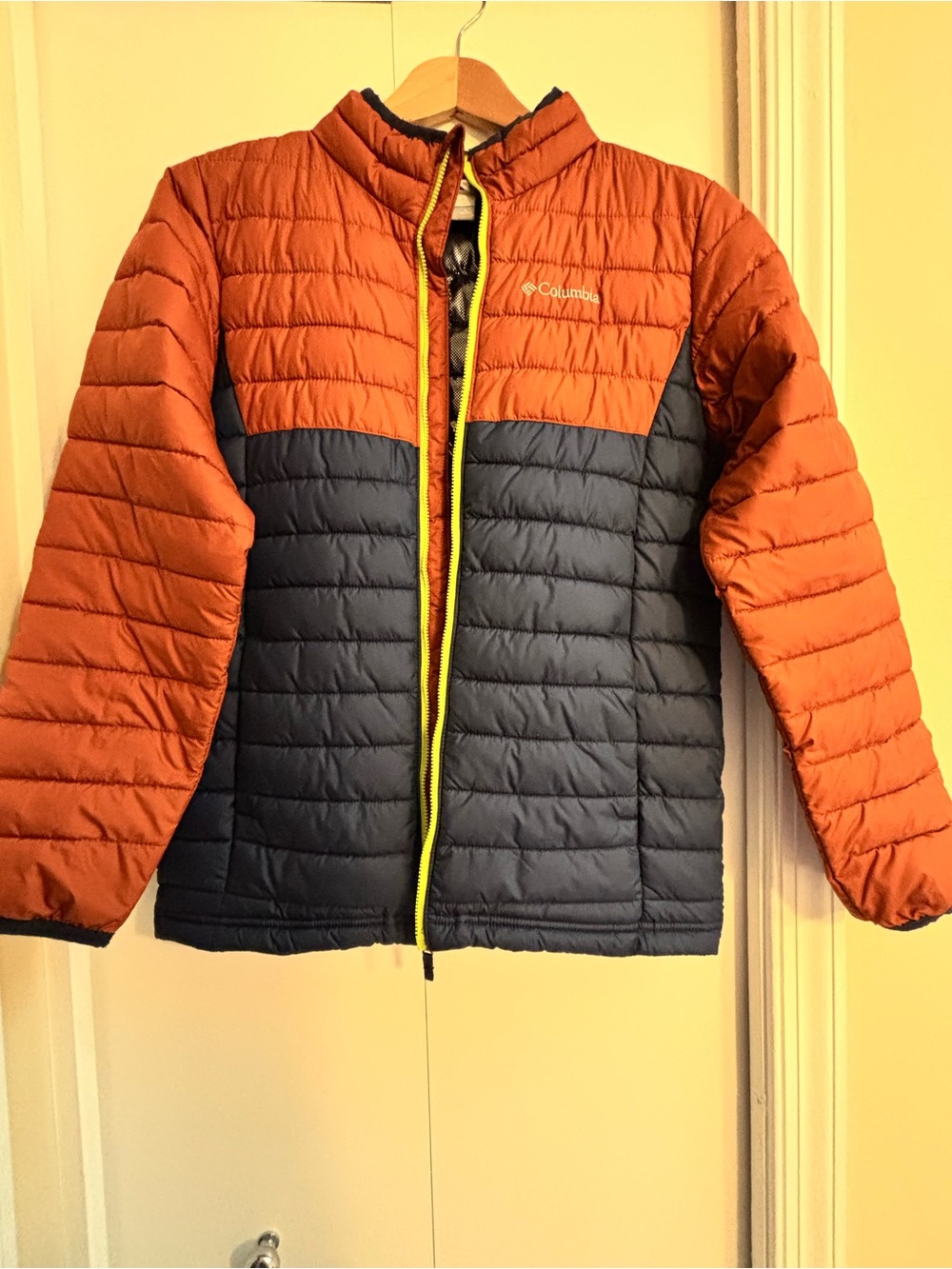 Columbia Boys' Powder Lite II Two-Tone Puffer Jacket in Rust & Navy